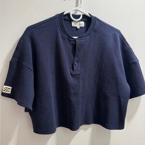 Eleven Eleven Navy Blue Short Sleeve Henley Top